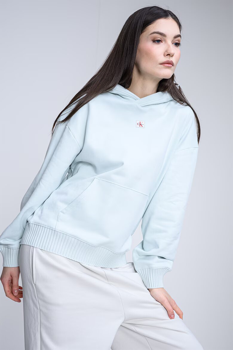 CALVIN KLEIN JEANS Свободно худи с джоб кенгуру Бледозелен