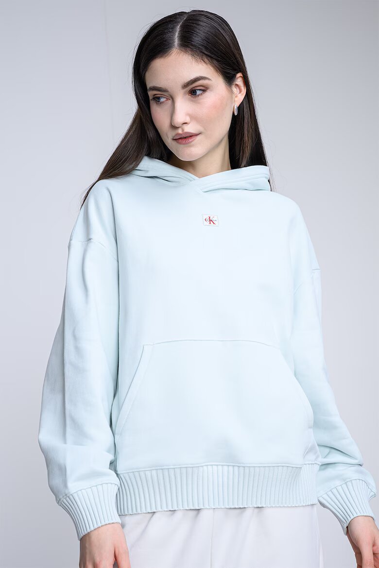 CALVIN KLEIN JEANS Свободно худи с джоб кенгуру Бледозелен