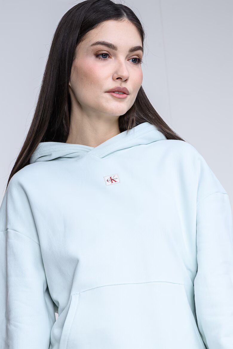 CALVIN KLEIN JEANS Свободно худи с джоб кенгуру Бледозелен