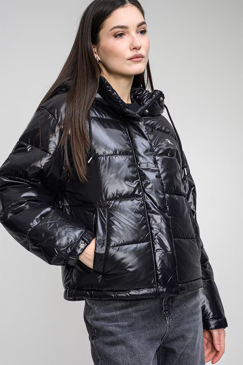 CALVIN KLEIN JEANS Свободно зимно яке с еластични маншети Черен