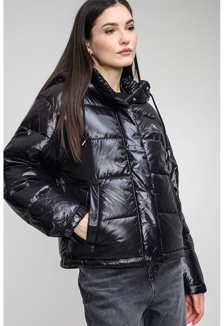 CALVIN KLEIN JEANS Свободно зимно яке с еластични маншети - Черен