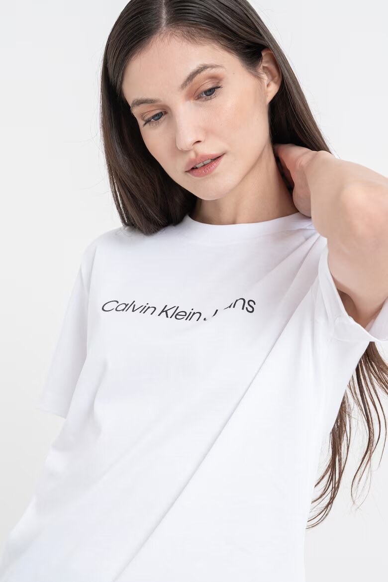 CALVIN KLEIN JEANS Тениска от памук с лого Бял