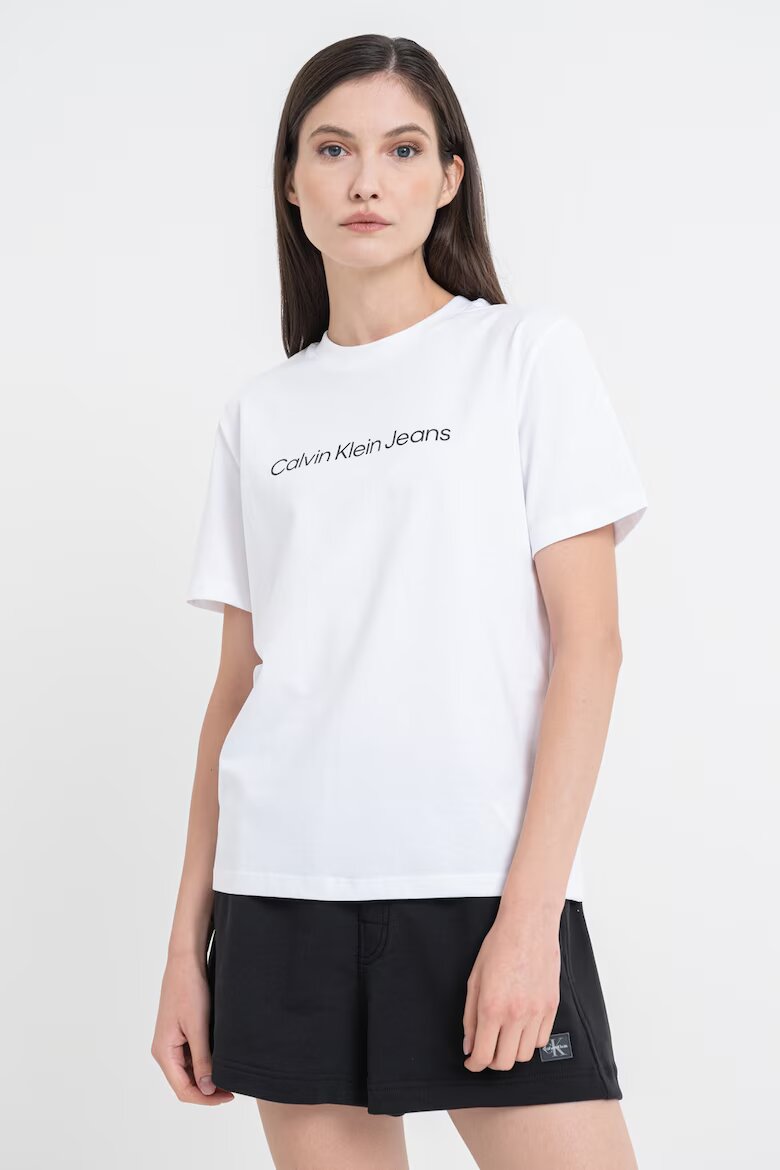 CALVIN KLEIN JEANS Тениска от памук с лого Бял