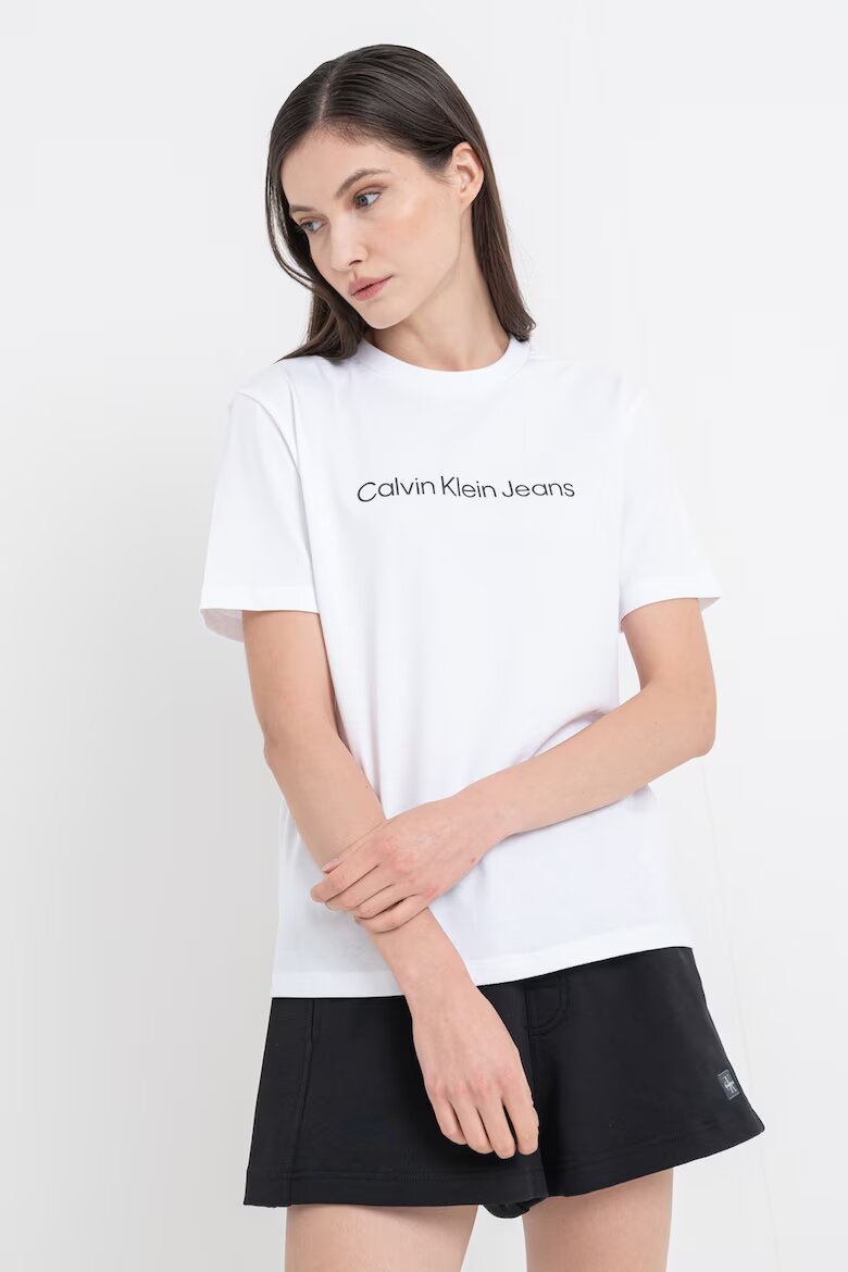 CALVIN KLEIN JEANS Тениска от памук с лого Бял