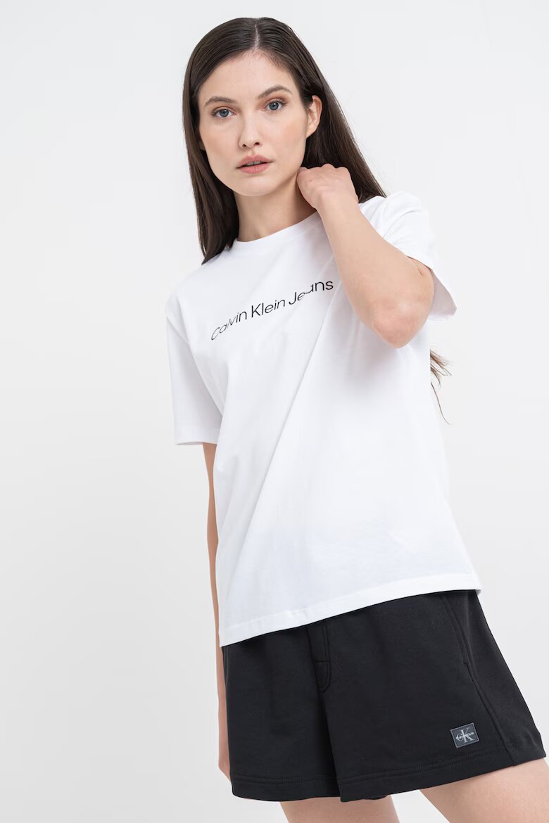 CALVIN KLEIN JEANS Тениска от памук с лого Бял