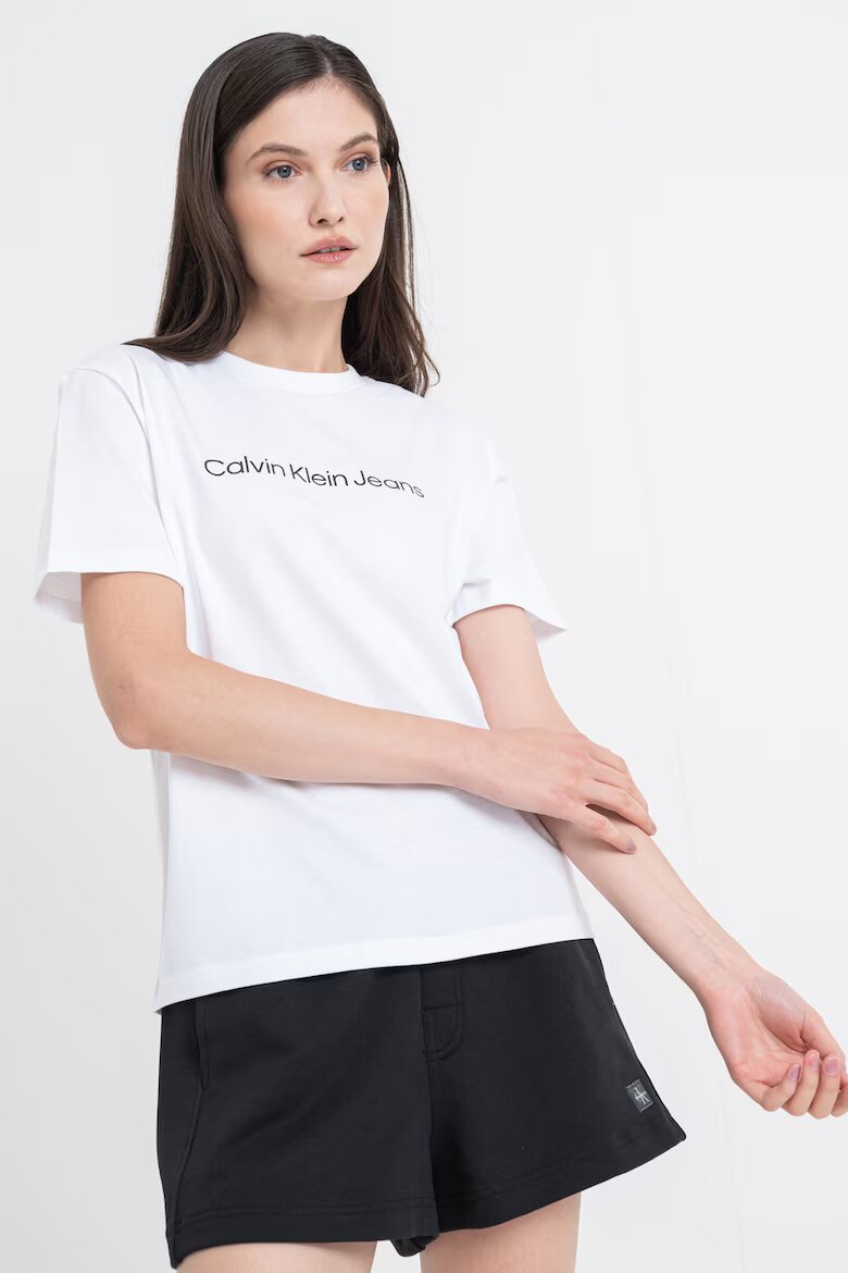 CALVIN KLEIN JEANS Тениска от памук с лого Бял