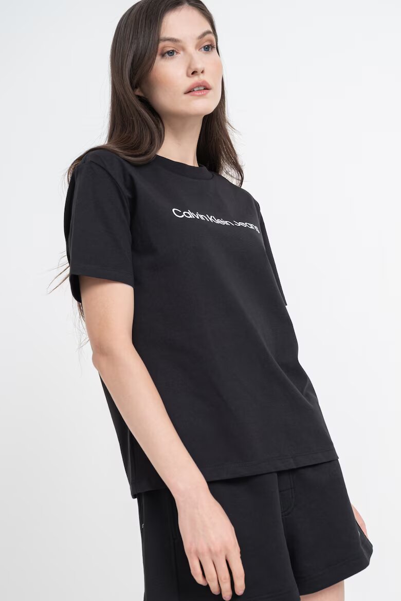 CALVIN KLEIN JEANS Тениска от памук с лого Черен