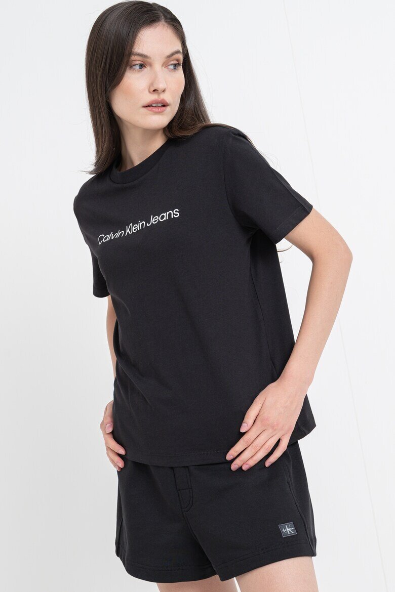 CALVIN KLEIN JEANS Тениска от памук с лого Черен