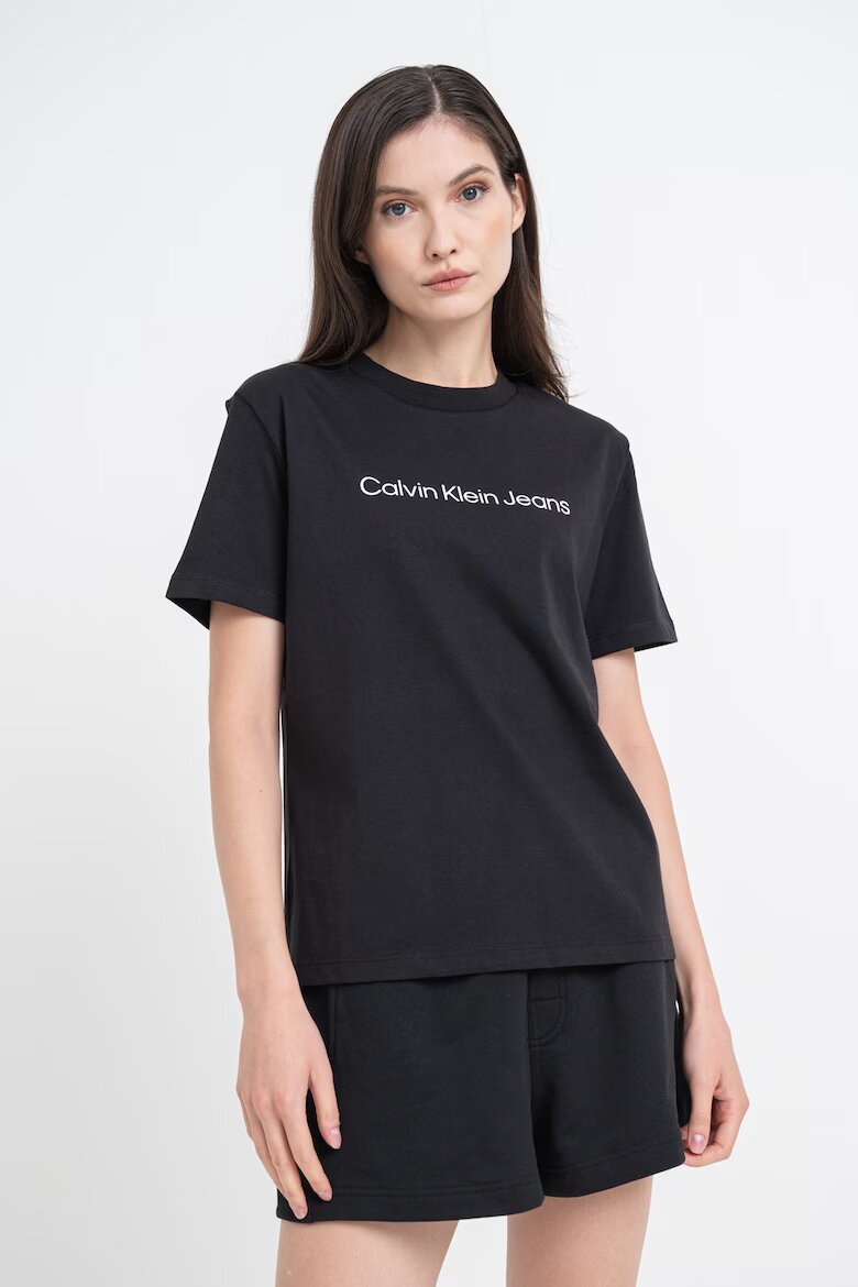 CALVIN KLEIN JEANS Тениска от памук с лого Черен