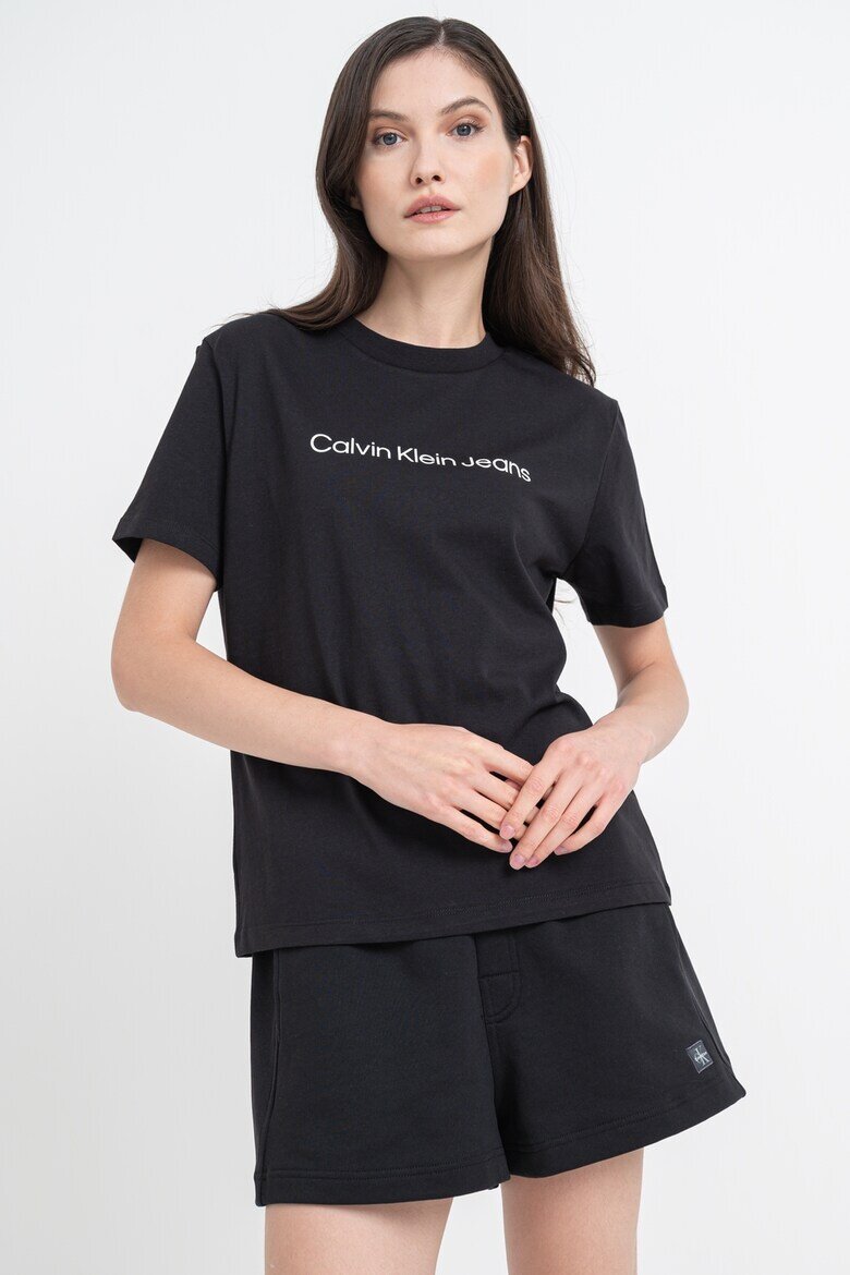 CALVIN KLEIN JEANS Тениска от памук с лого Черен