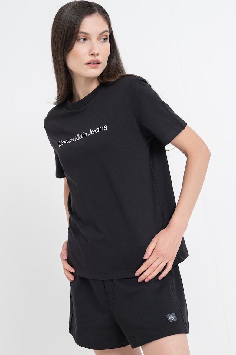 CALVIN KLEIN JEANS Тениска от памук с лого Черен