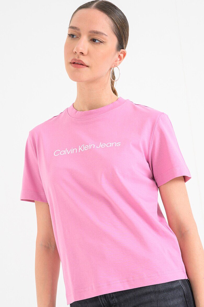 CALVIN KLEIN JEANS Тениска от памук с лого Розово