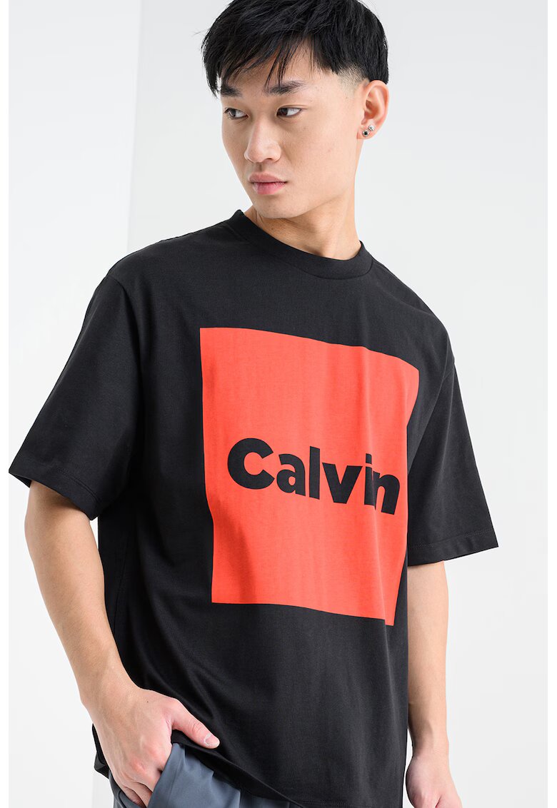 CALVIN KLEIN JEANS Тениска с принт - Черен/Керемидено червено