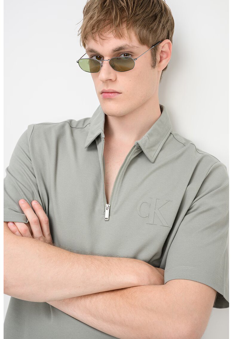 CALVIN KLEIN JEANS Тениска с яка и къс цип
