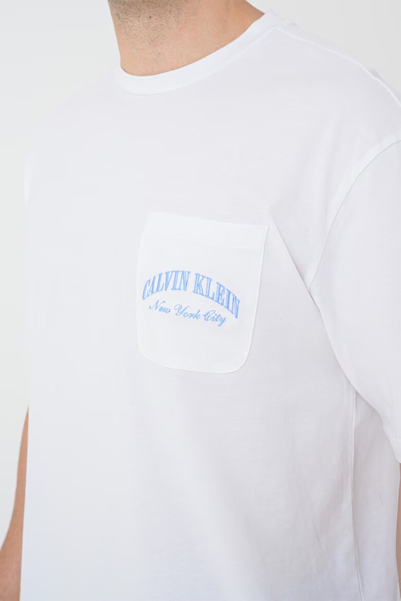 CALVIN KLEIN Къса памучна пижама Бял/Пастелносин