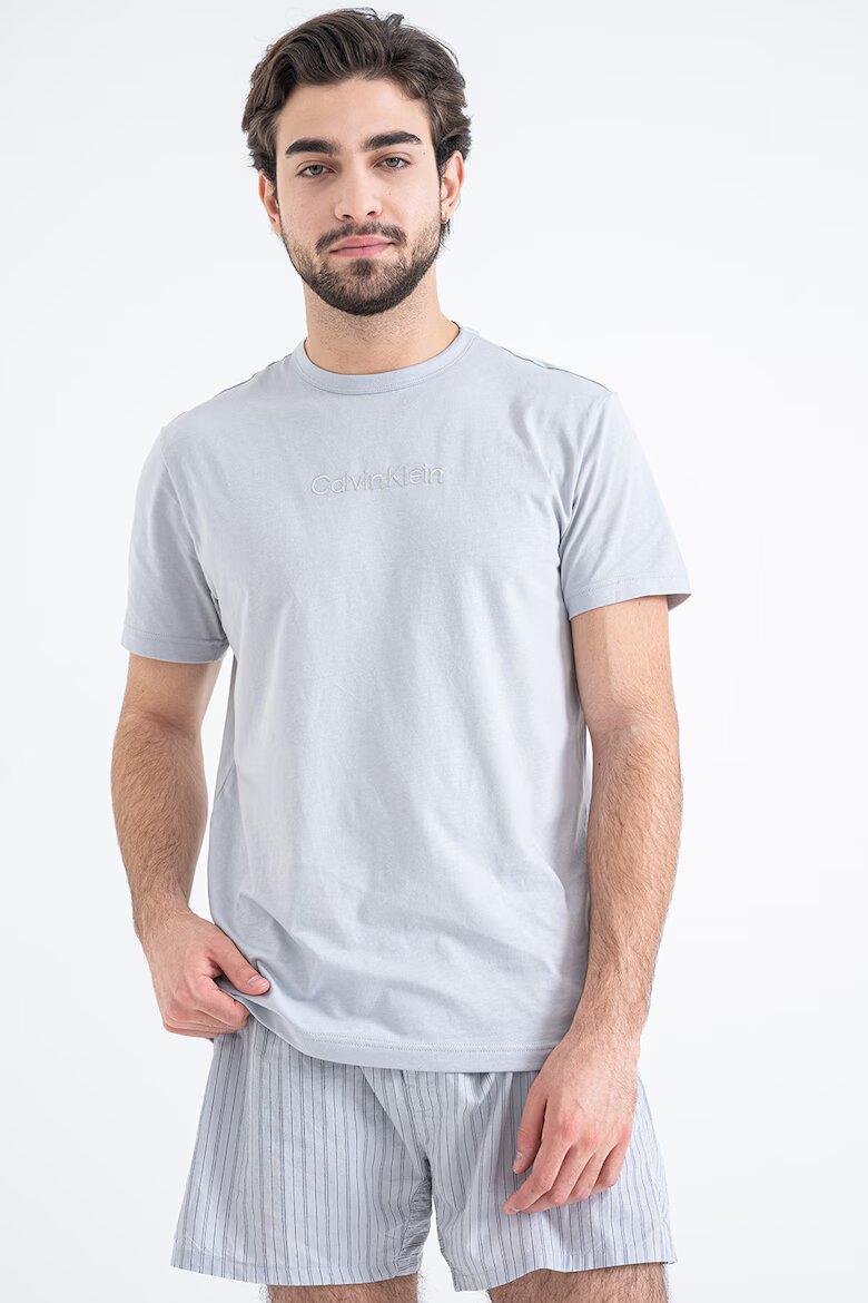 CALVIN KLEIN Къса памучна пижама Сив