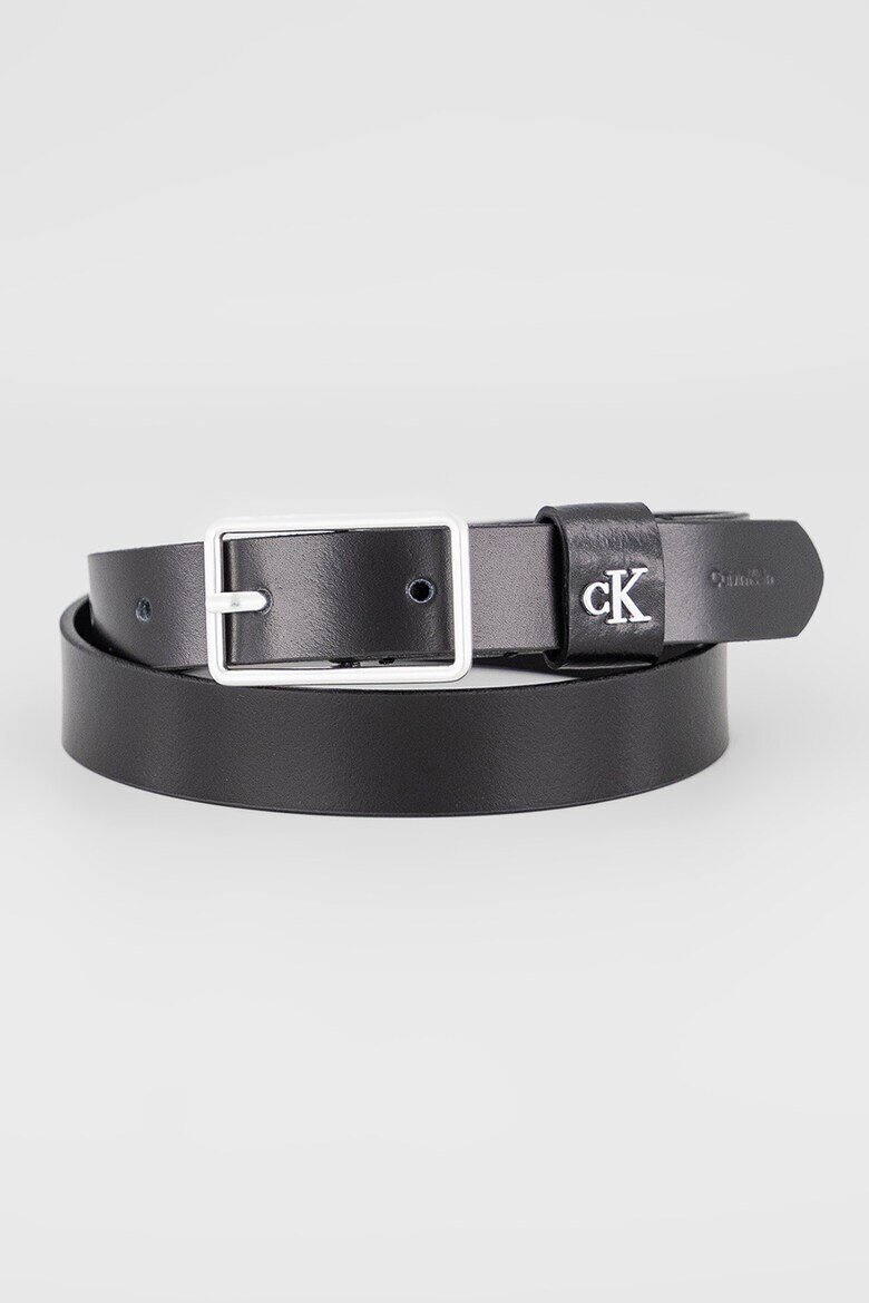 CALVIN KLEIN Кожен колан с лого Черен
