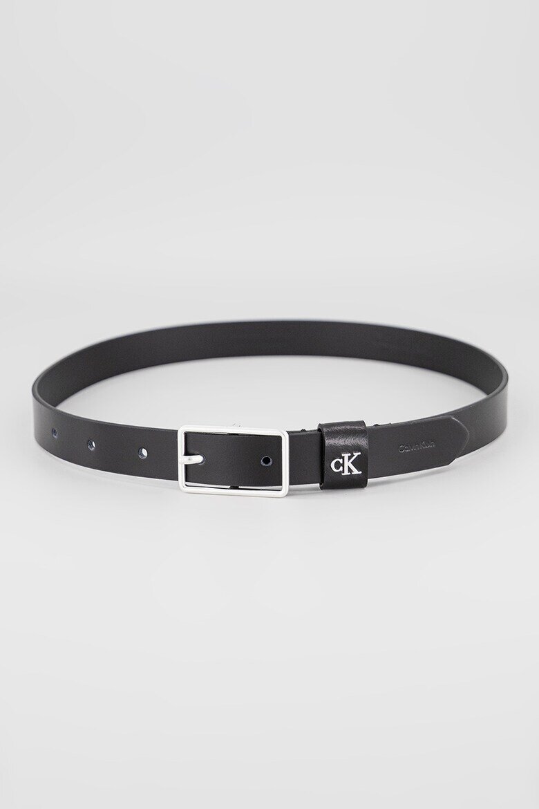 CALVIN KLEIN Кожен колан с лого Черен