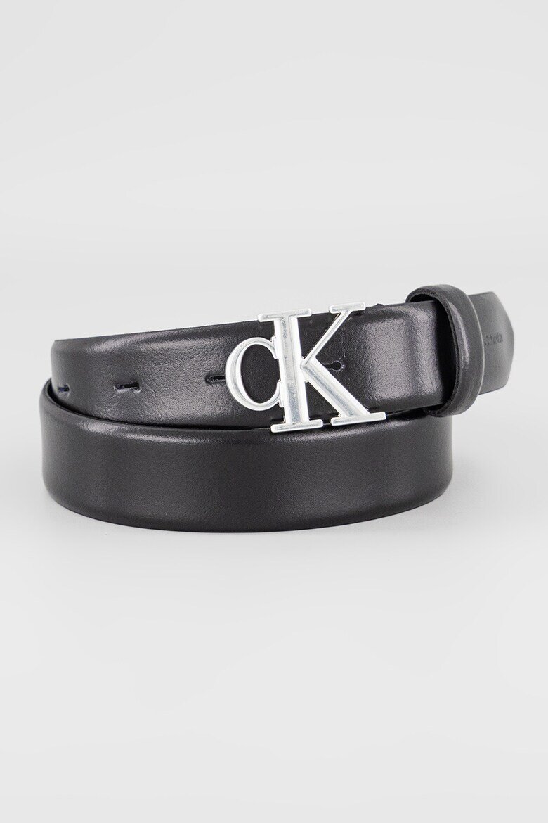 CALVIN KLEIN Кожен колан с тока с лого Черен