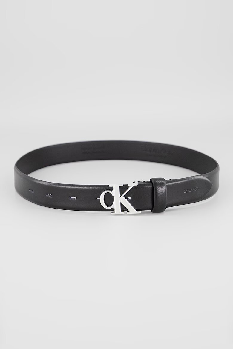 CALVIN KLEIN Кожен колан с тока с лого Черен