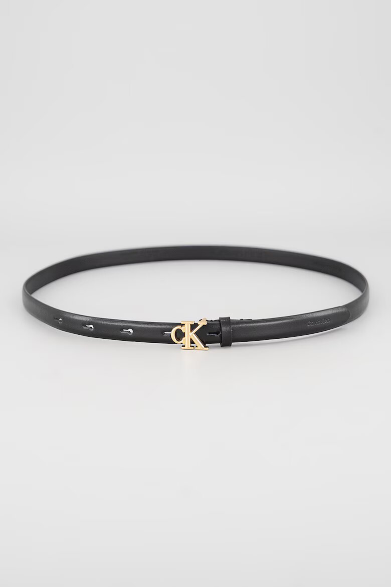 CALVIN KLEIN Кожен колан с тока с лого Избеляло черно