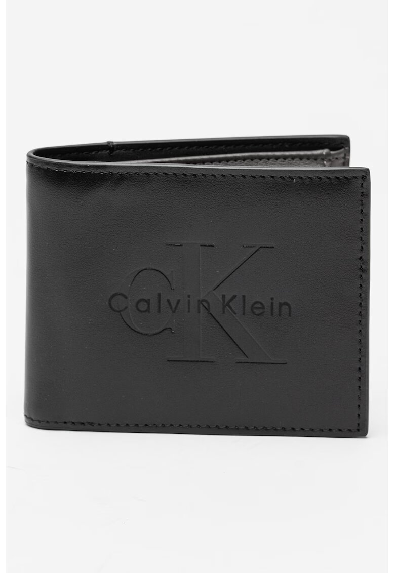 CALVIN KLEIN Кожен портфейл с лого - Черен