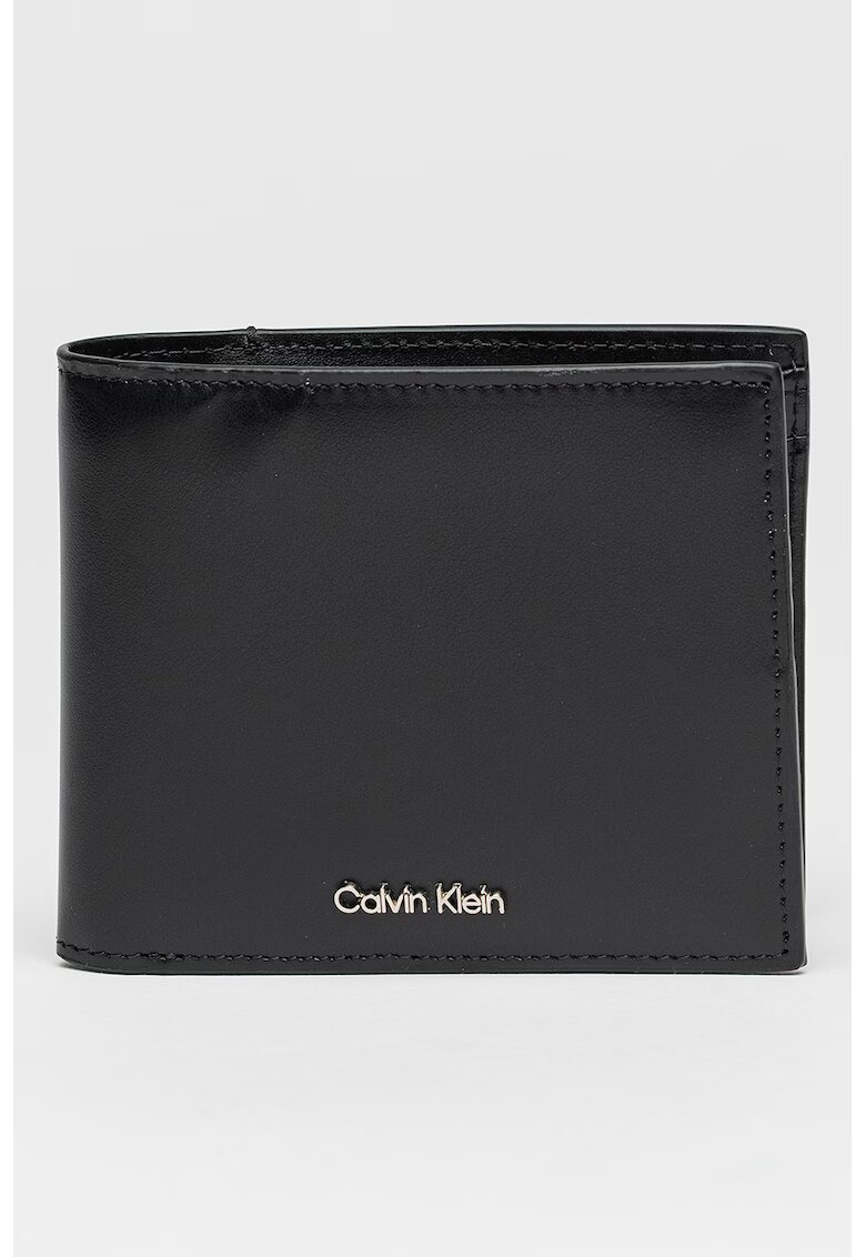 CALVIN KLEIN Кожен портфейл с метално лого