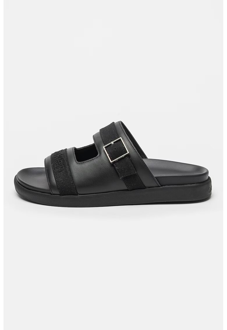 CALVIN KLEIN Кожени чехли с каишка с тока