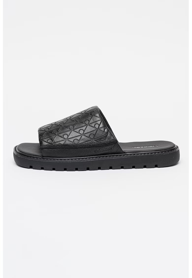 CALVIN KLEIN Кожени чехли с монограм