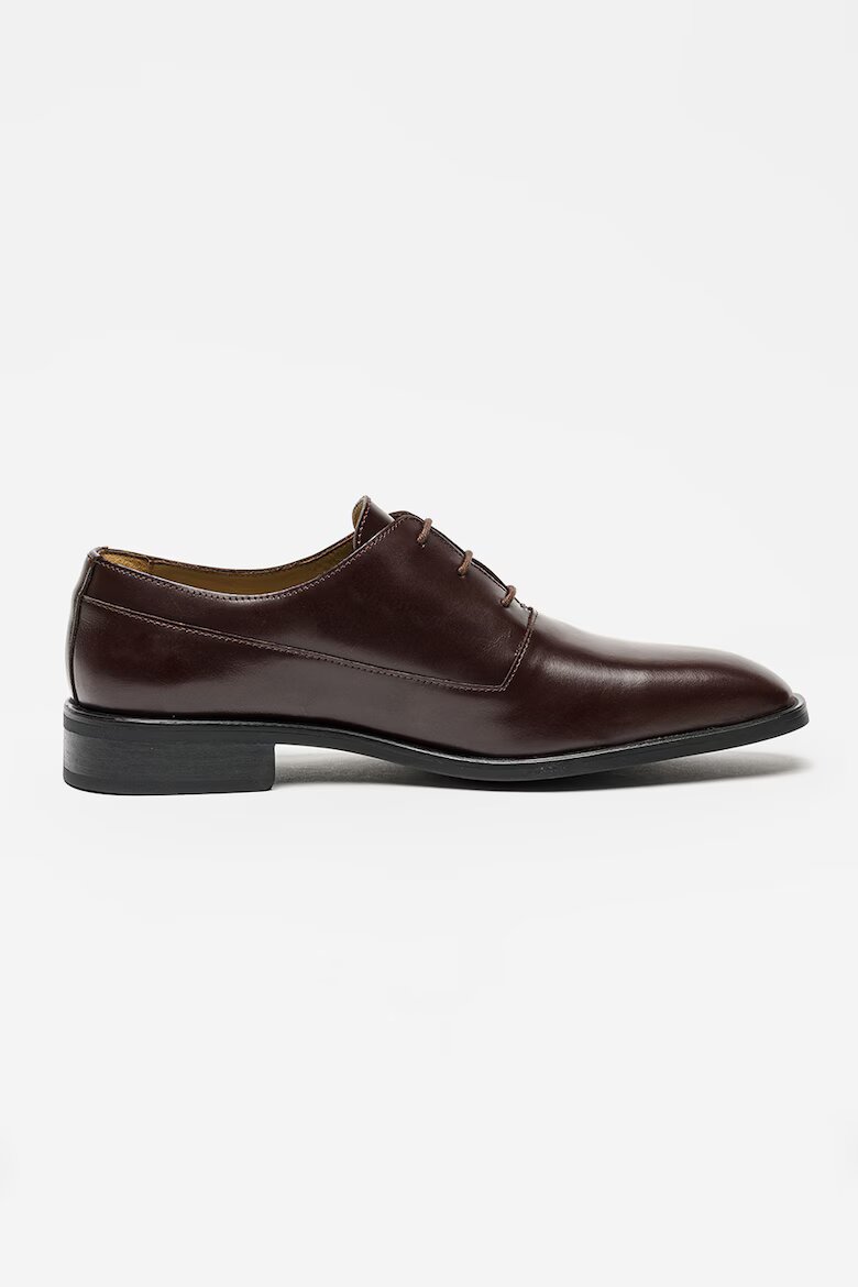 CALVIN KLEIN Кожени обувки Oxford с остър връх Коняк кафяв