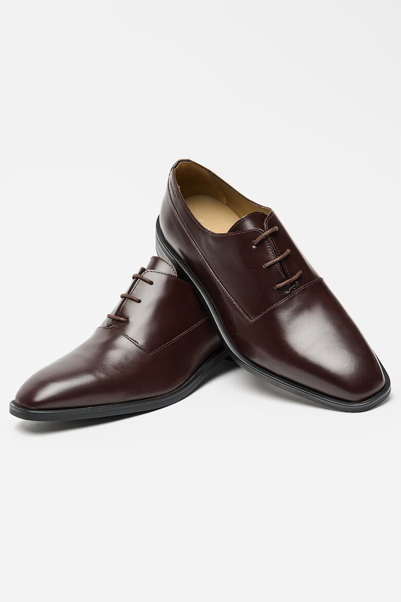 CALVIN KLEIN Кожени обувки Oxford с остър връх Коняк кафяв