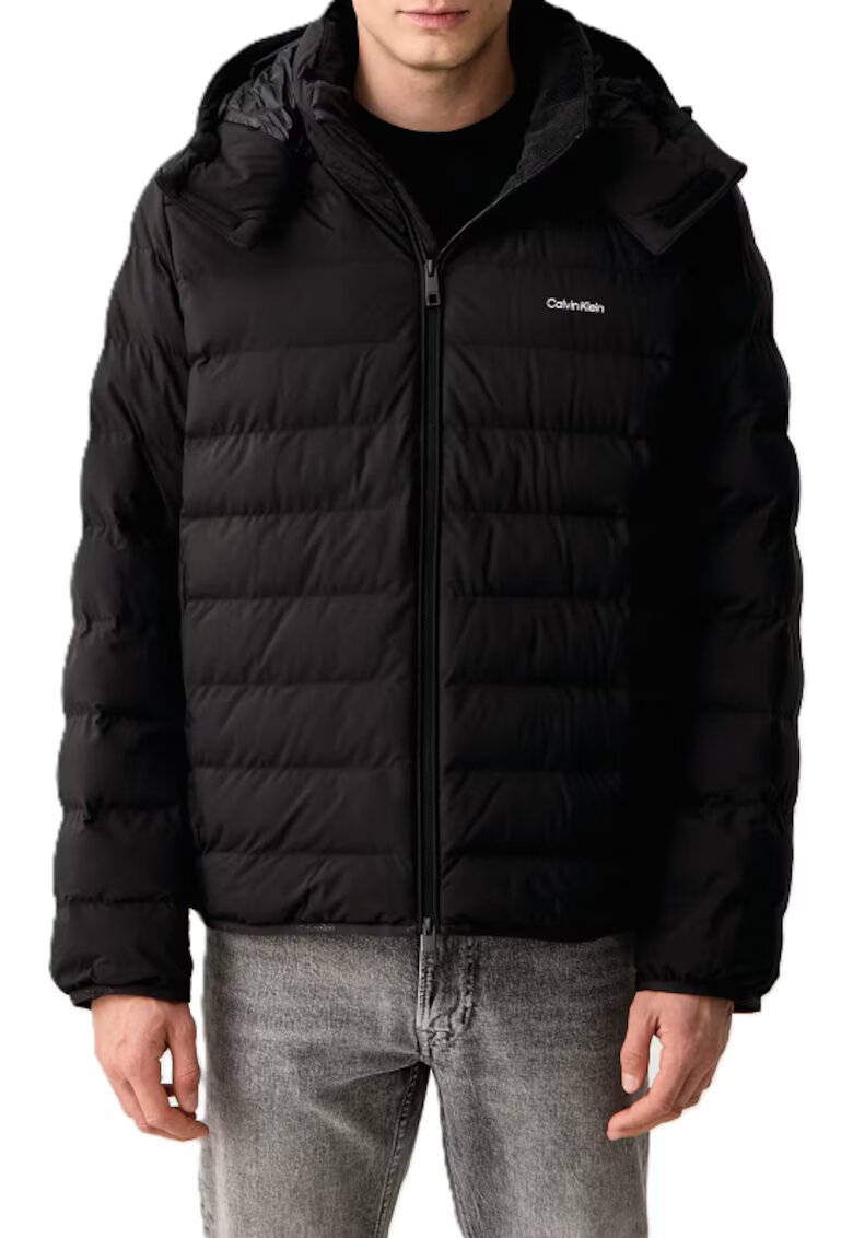CALVIN KLEIN Мъжко яке - Ls Ltwt Nylon Hooded Puffer Jkt - Полиестер - Черно