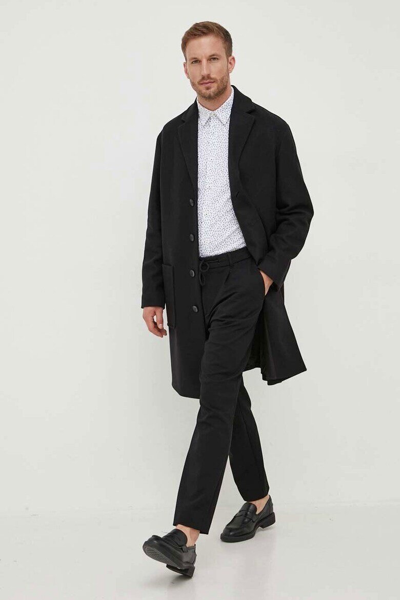 CALVIN KLEIN Палто от вълна K10K111745 Черен
