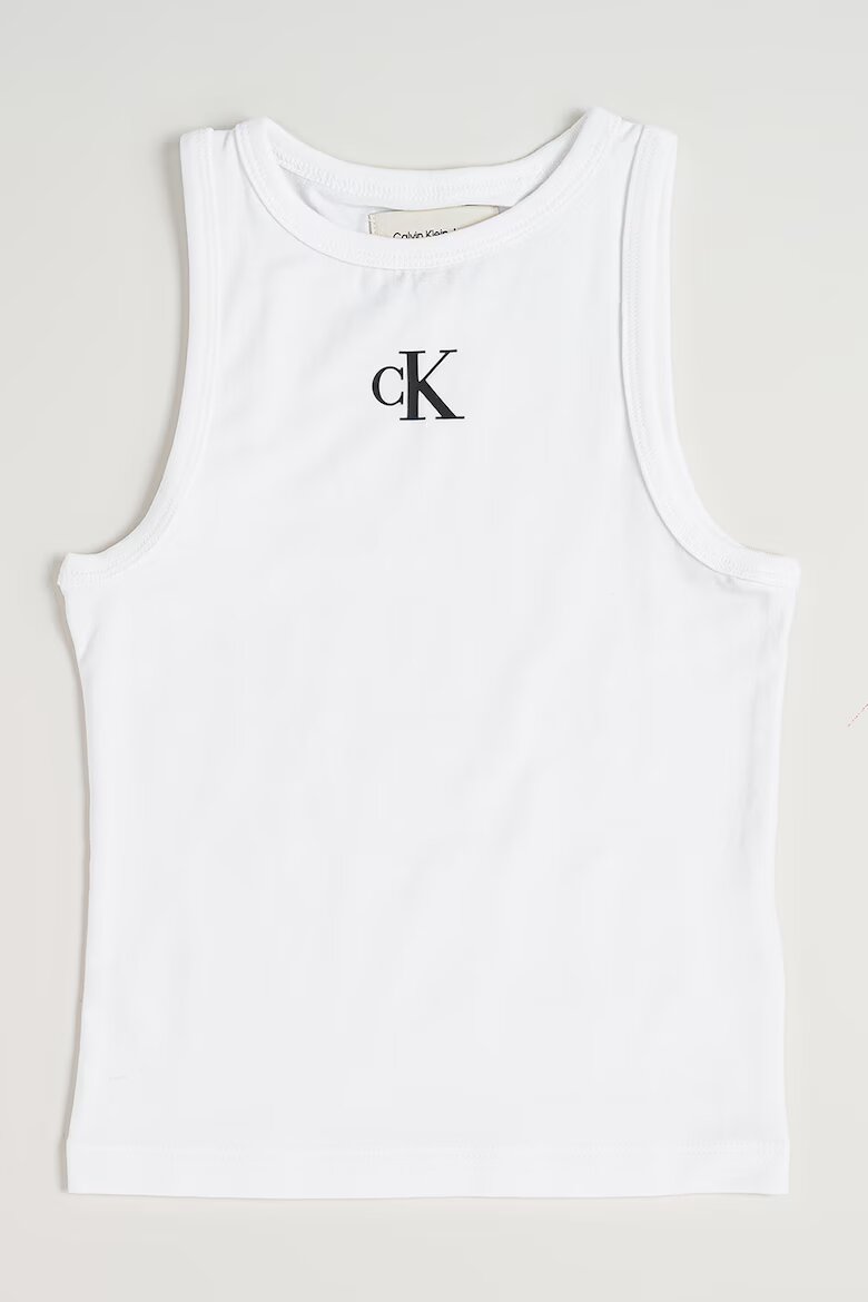CALVIN KLEIN Памучен топ с лого Бял