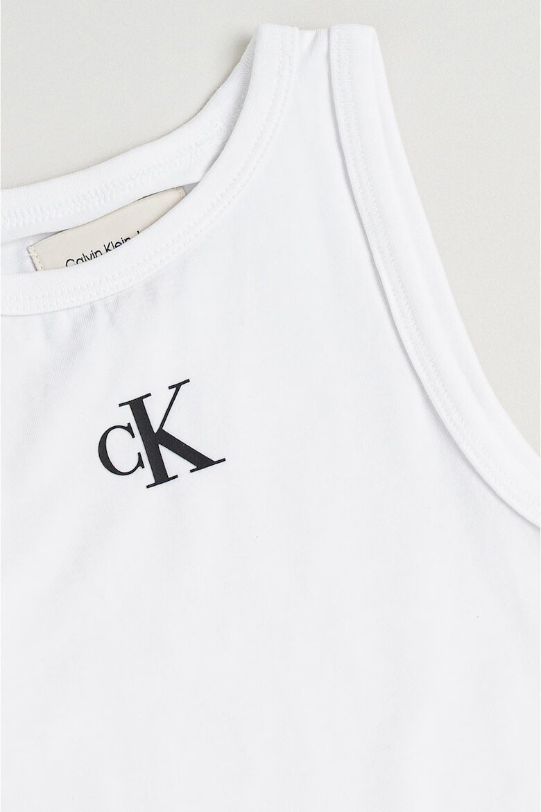 CALVIN KLEIN Памучен топ с лого Бял