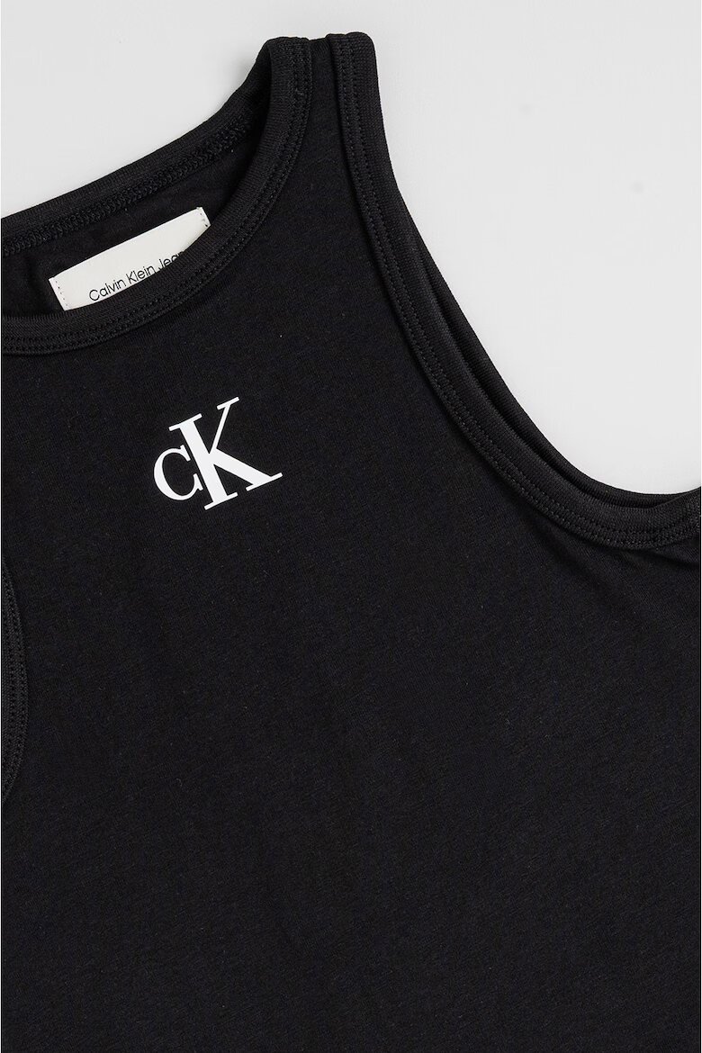 CALVIN KLEIN Памучен топ с лого Черен