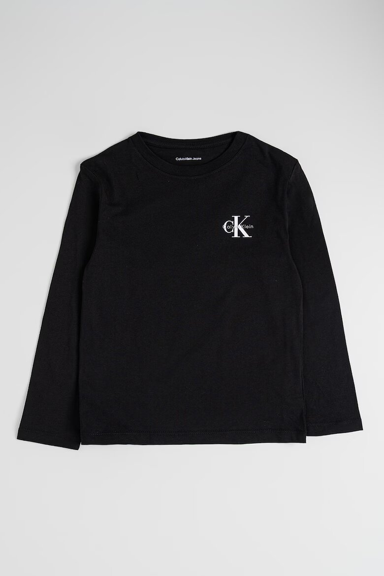 CALVIN KLEIN Памучна блуза с лого Черен