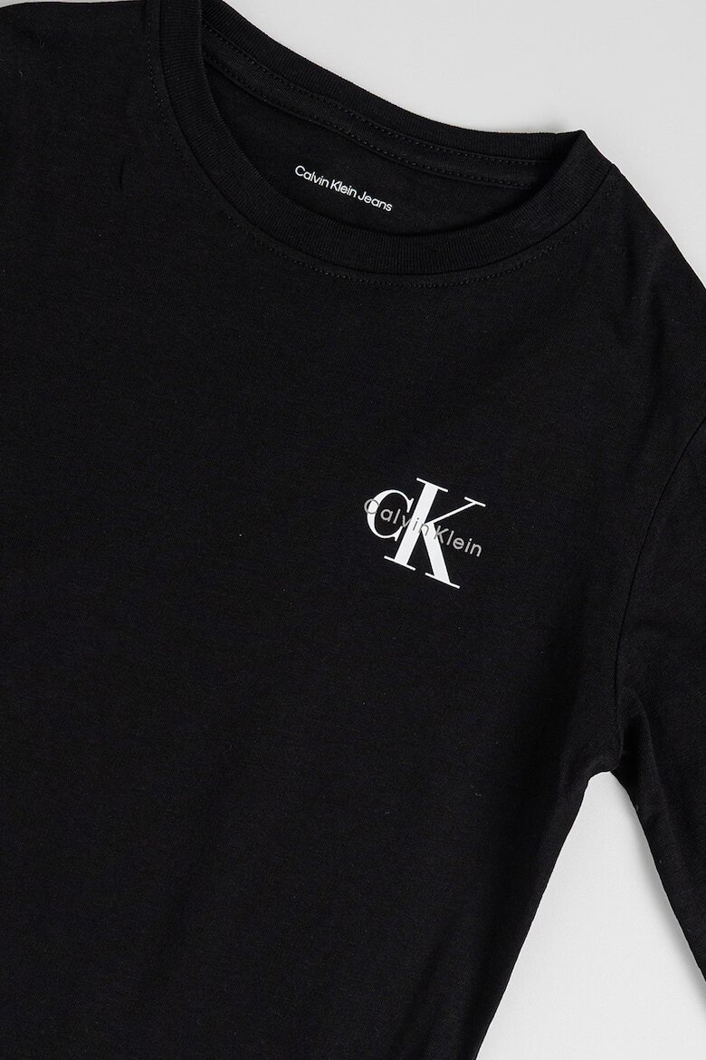 CALVIN KLEIN Памучна блуза с лого Черен