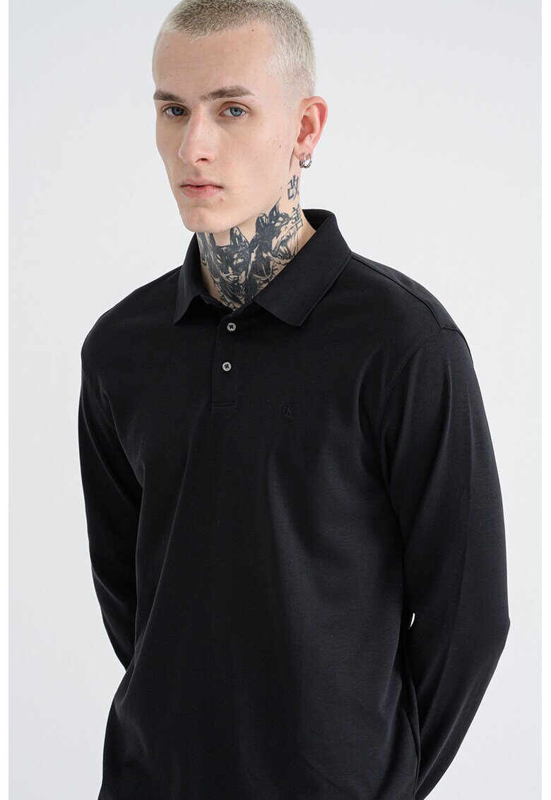 CALVIN KLEIN Памучна блуза с яка