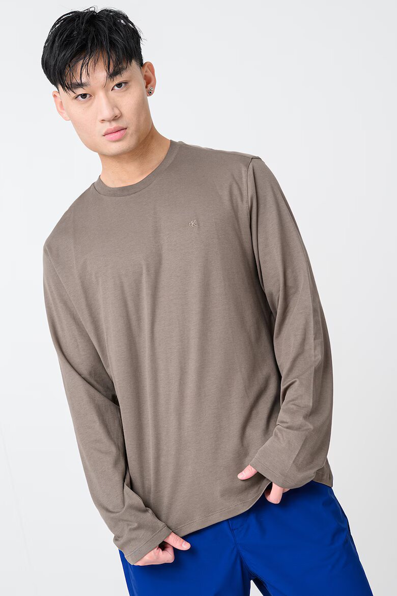 CALVIN KLEIN Памучна блуза Тъмнокафяв