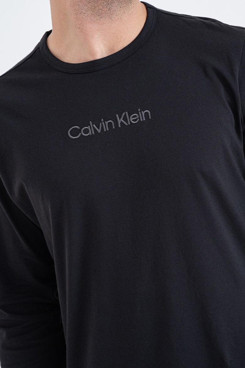 CALVIN KLEIN Памучна пижама с овално деколте Червен/Черен