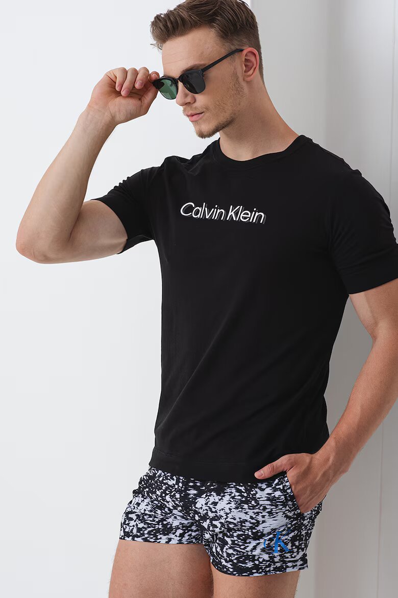 CALVIN KLEIN Плувни шорти на каре Избеляло черно/Мръснобял