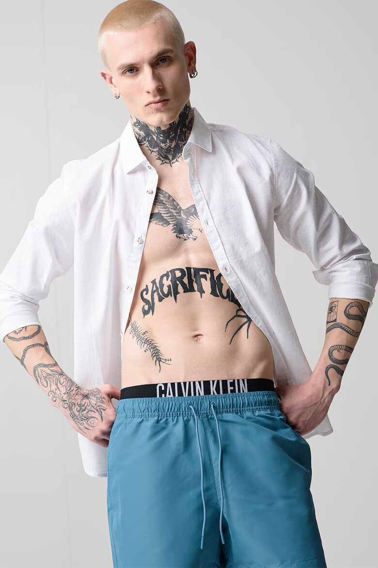 CALVIN KLEIN Плувни шорти с връзка и лого Персийско зелено