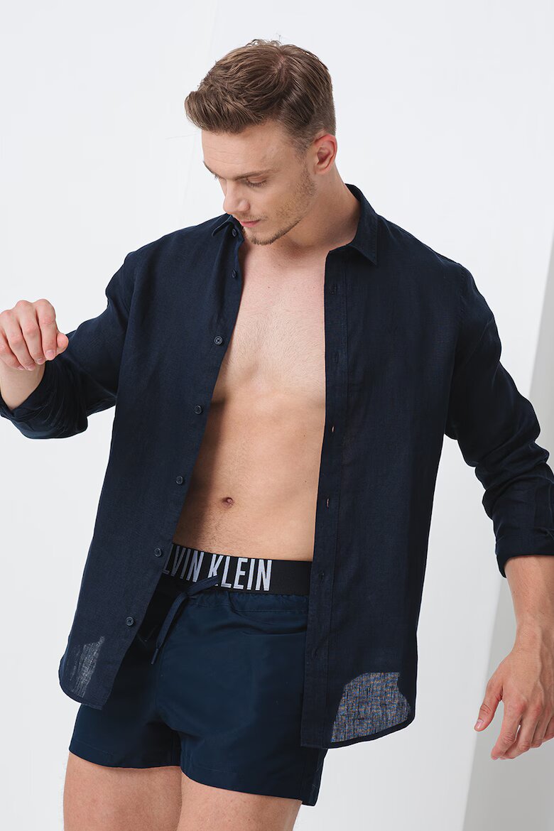 CALVIN KLEIN Плувни шорти с връзки и лого Тъмносин