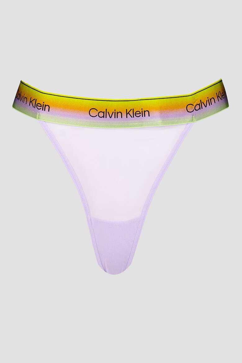 CALVIN KLEIN Полупрозрачна танга с лого Лилав