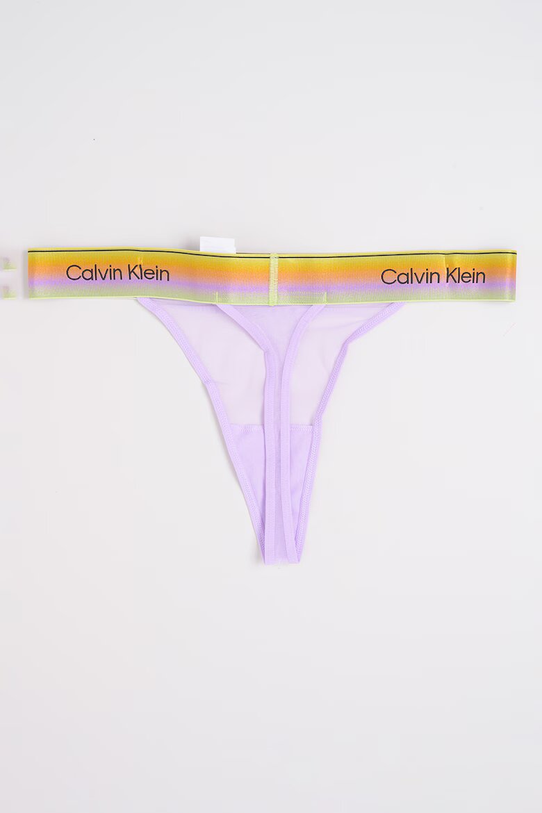 CALVIN KLEIN Полупрозрачна танга с лого Лилав