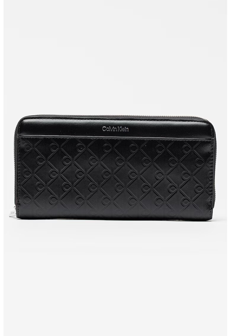CALVIN KLEIN Портфейл от кожа с цип - Черен