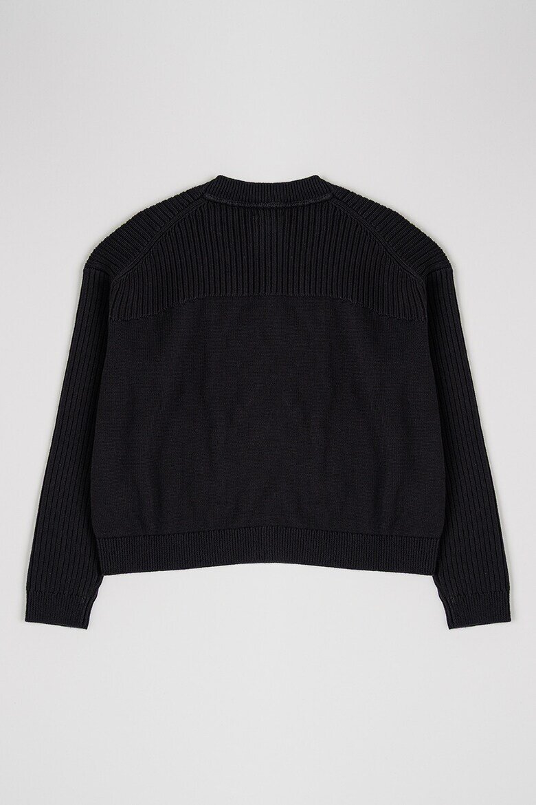 CALVIN KLEIN Пуловер с рипс Черен