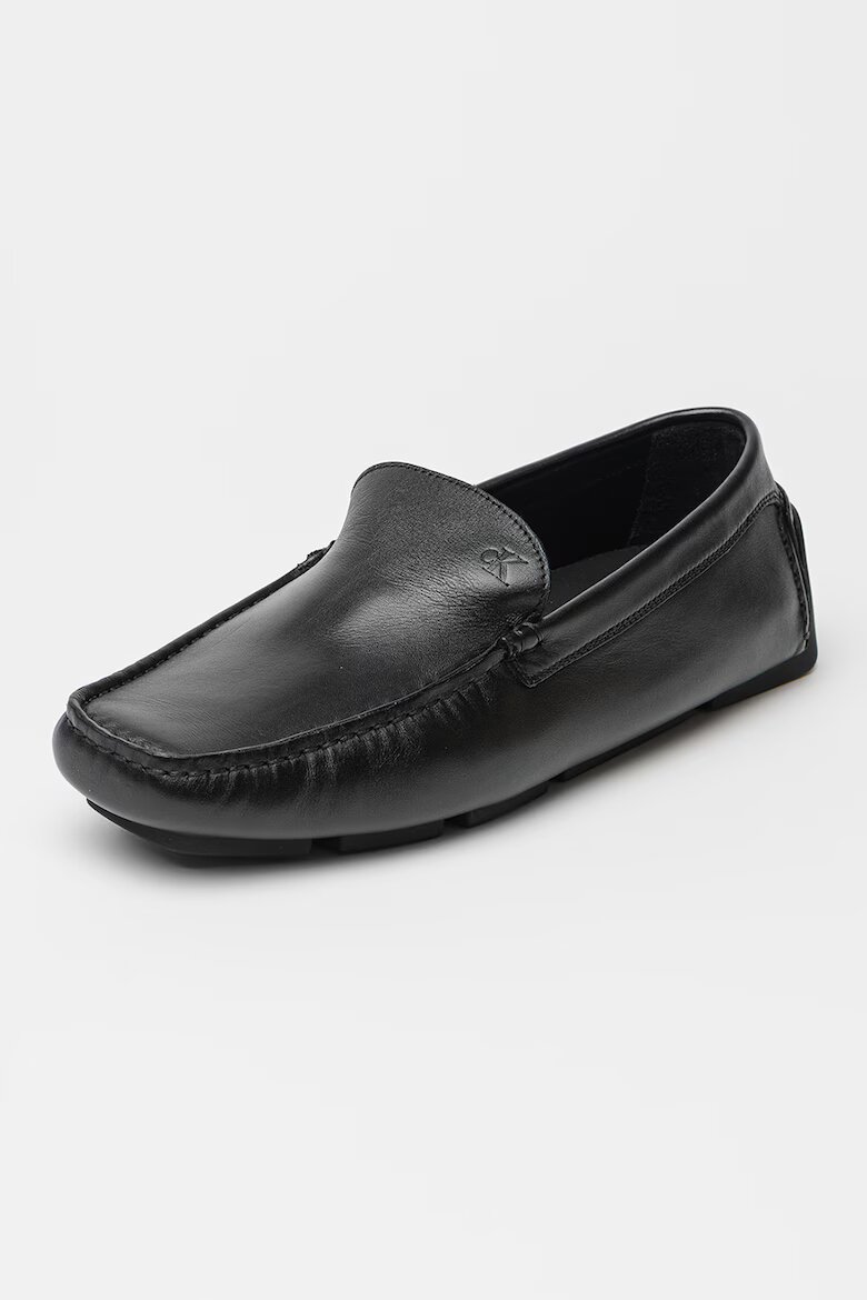 CALVIN KLEIN Равни кожени мокасини Черен