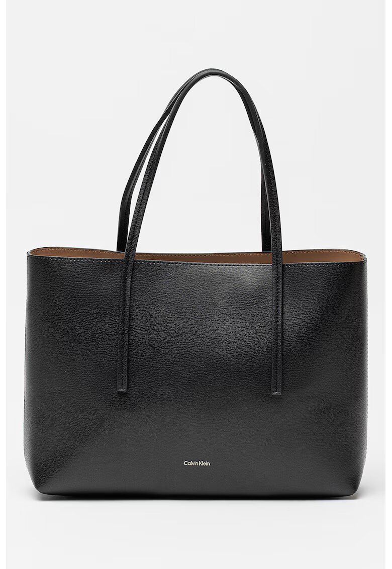 CALVIN KLEIN Шопинг чанта от еко кожа с отделящ се несесер - Черен